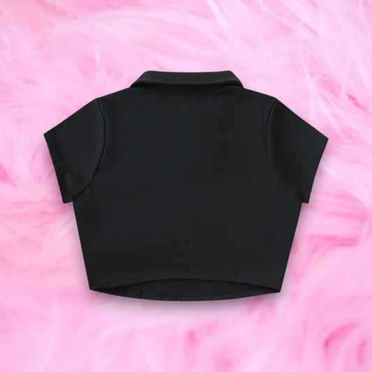 V-Neck Lapel Crop Top