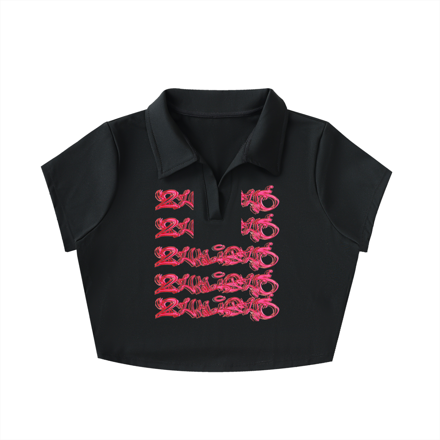 V-Neck Lapel Crop Top
